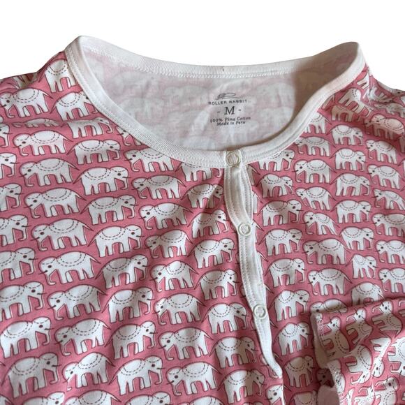 Roller Rabbit Pink Hathi Pink Elephant Pima Cotton PJ Set M - Picture 4 of 7